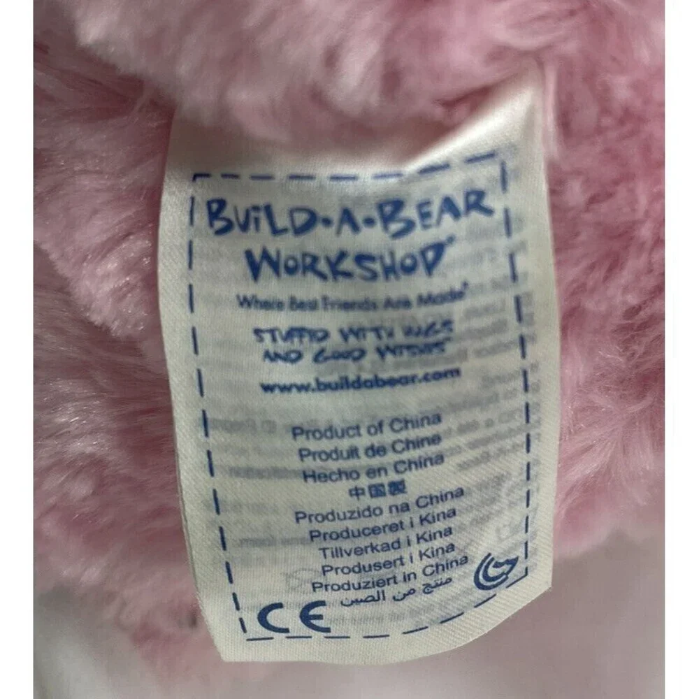 Build A Bear Pink Cuddles Teddy Heart Nose Swirly Fur Plush 16